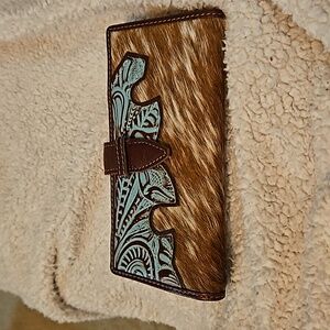 Myra Cowhide Leather Embossed Concho Boho Wallet